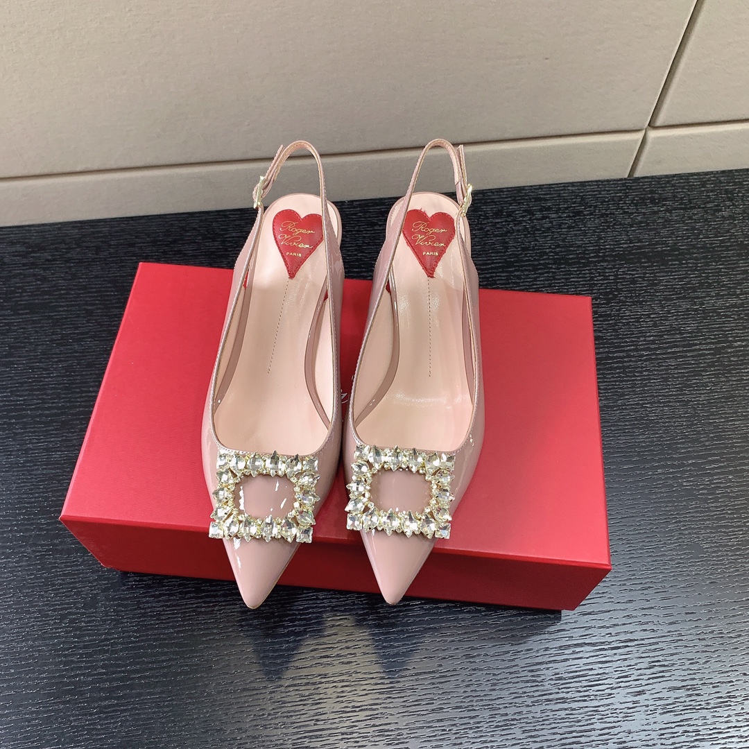 ROGER VIVER SLINGBACK PUMPS LEATHER LIGHT BEIGE RVW6383