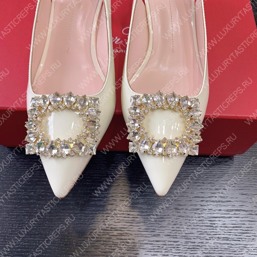 ROGER VIVER SLINGBACK PUMPS LEATHER WHITE RVW6383