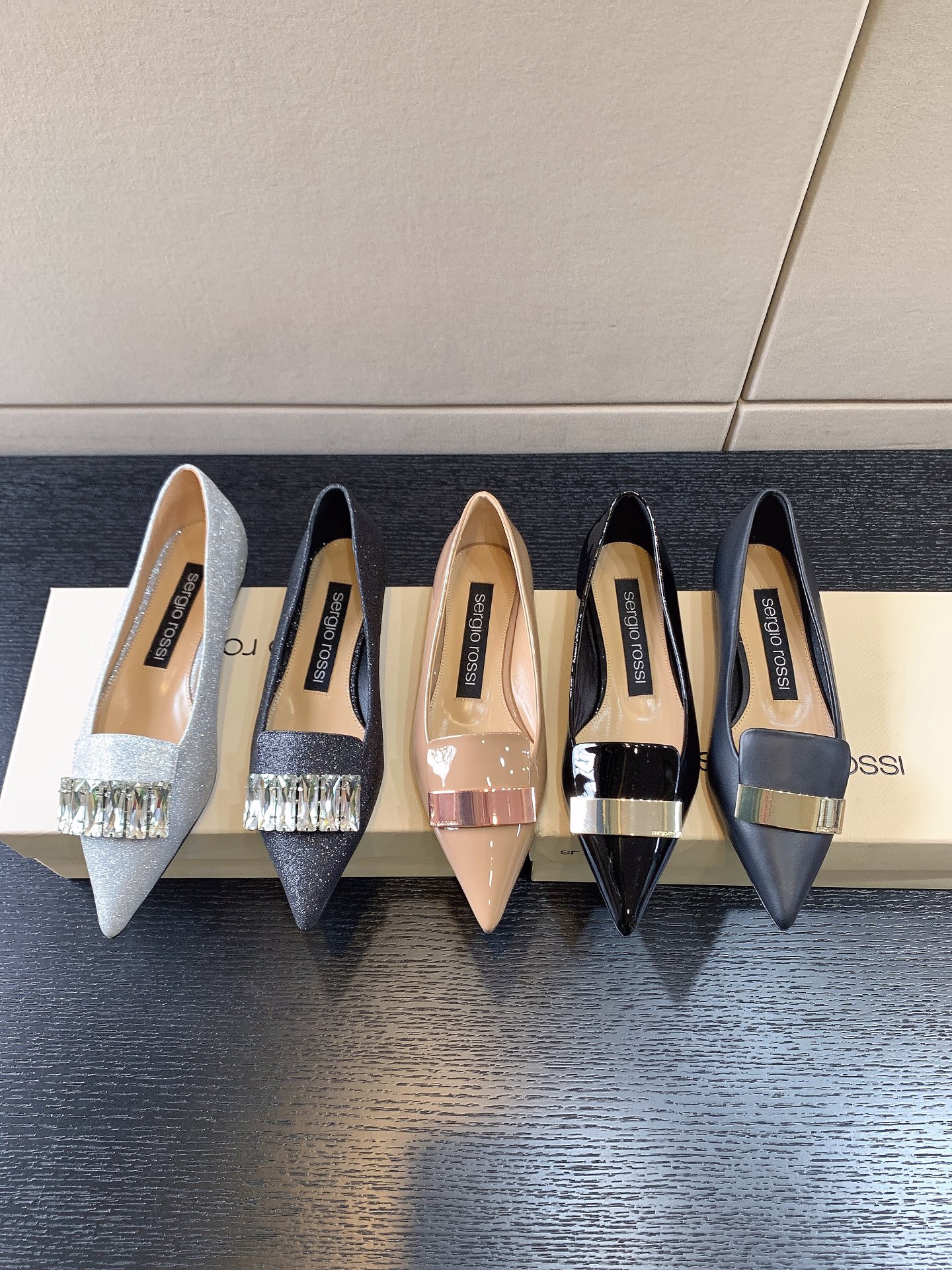 SERGIO ROSSI POINTED-TOE PUMPS LEATHER ROSE GOLD A78950MN