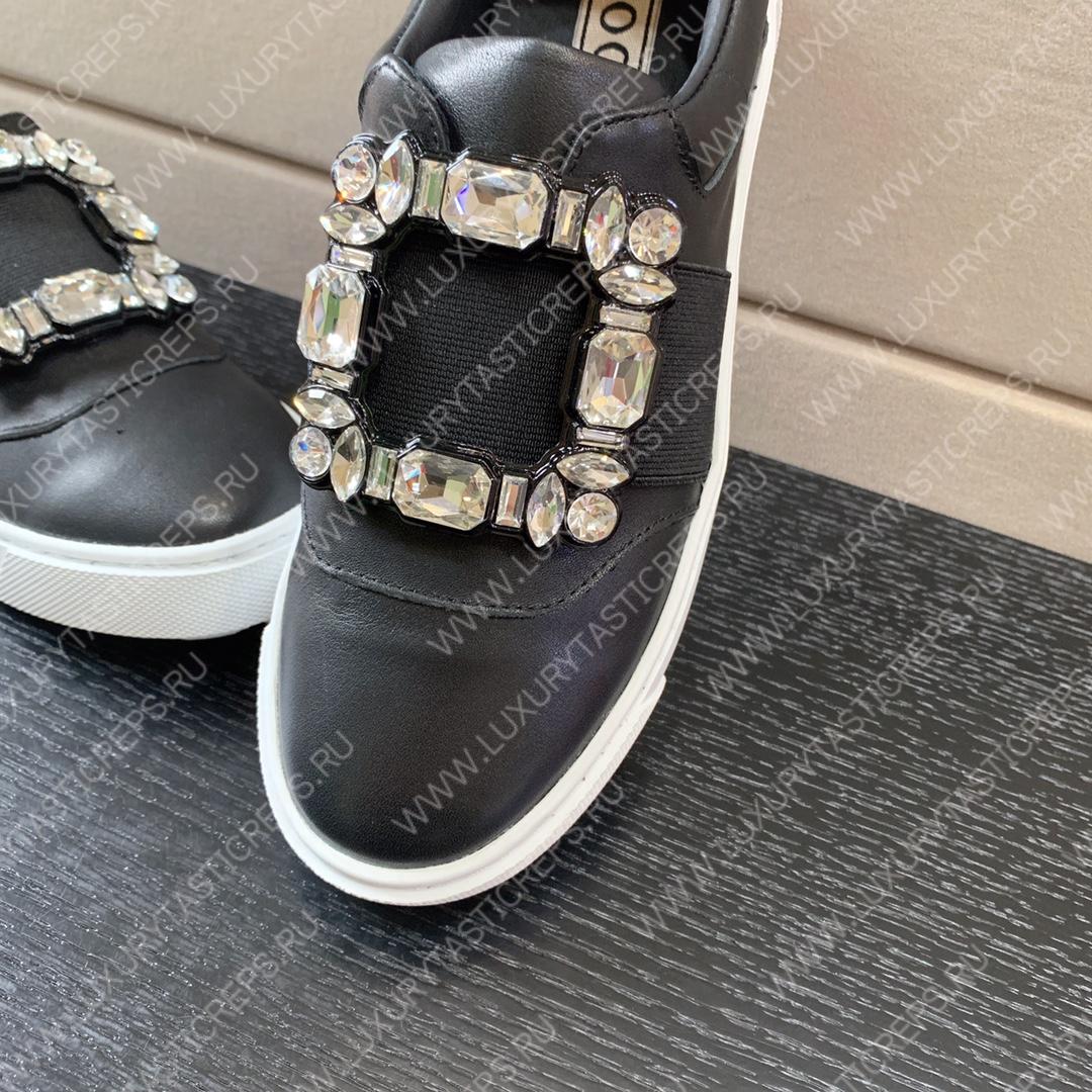 ROGER VIVIER STRASS BUCKLE SNEAKERS BLACK RVW6873