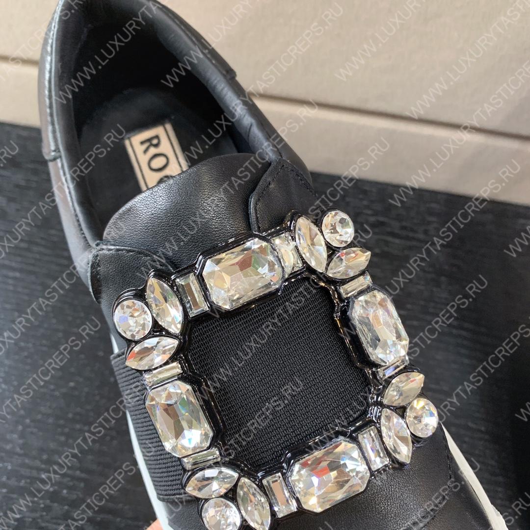 ROGER VIVIER STRASS BUCKLE SNEAKERS BLACK RVW6873