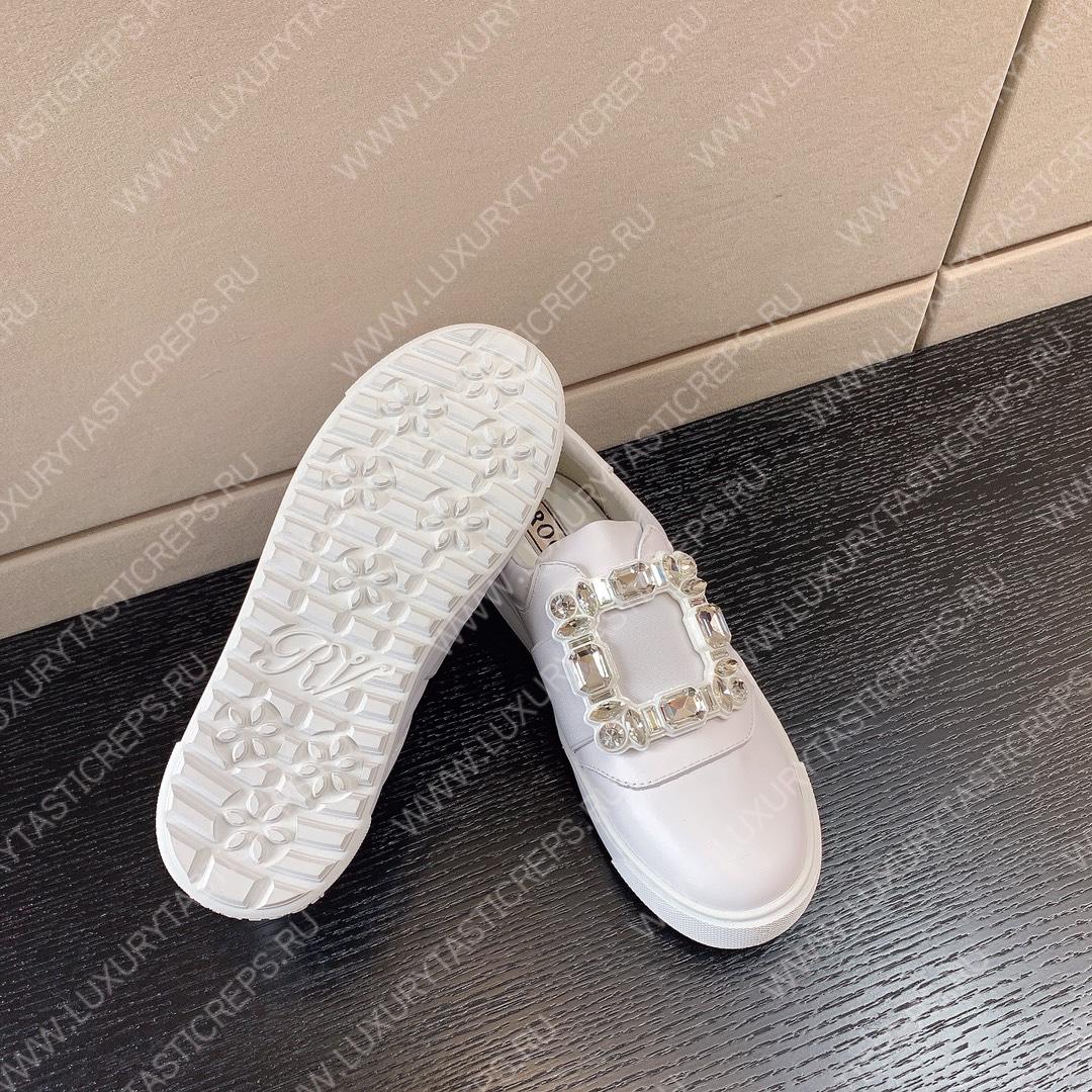 ROGER VIVIER STRASS BUCKLE SNEAKERS WHITE RVW6873