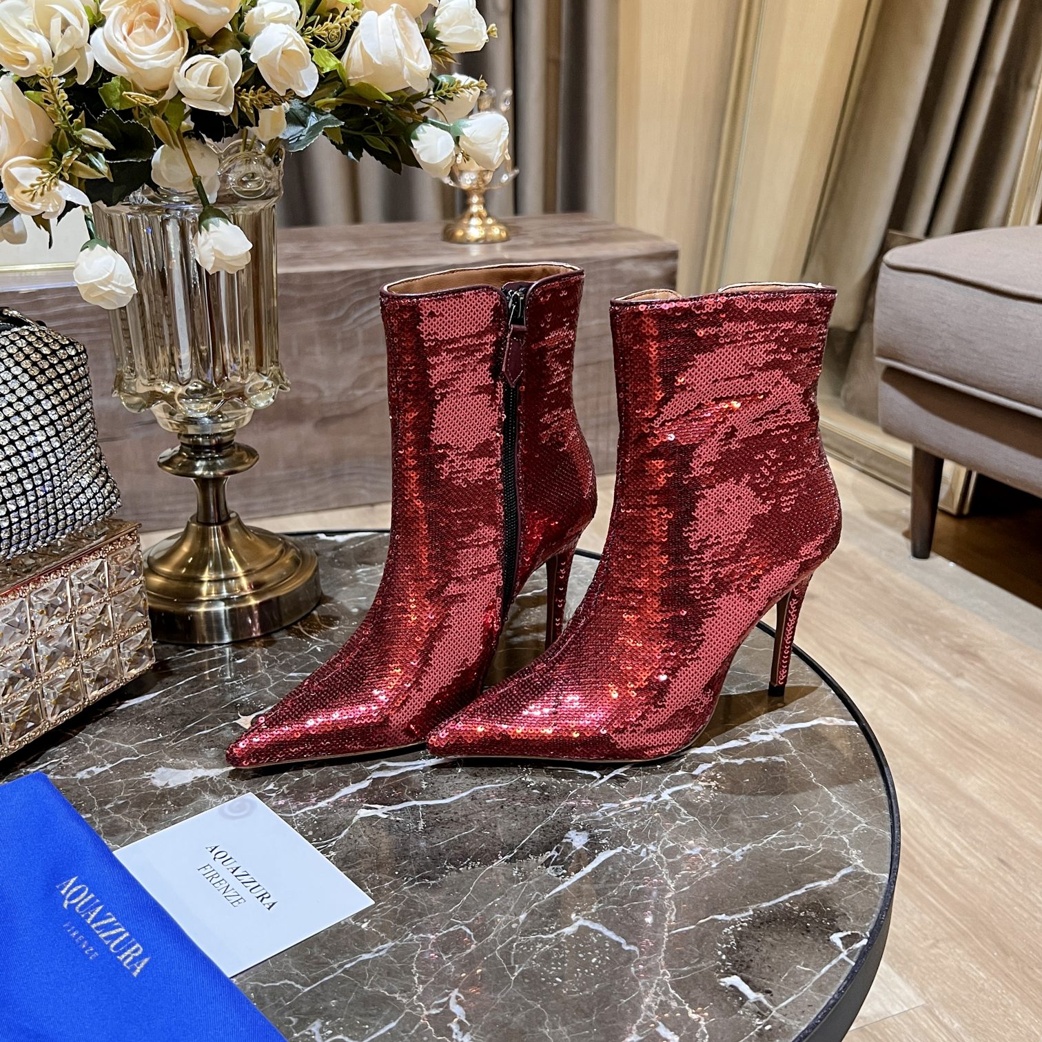 AQUAZURRA SAINT HONORE BOOTIE RED SHOMIDB1