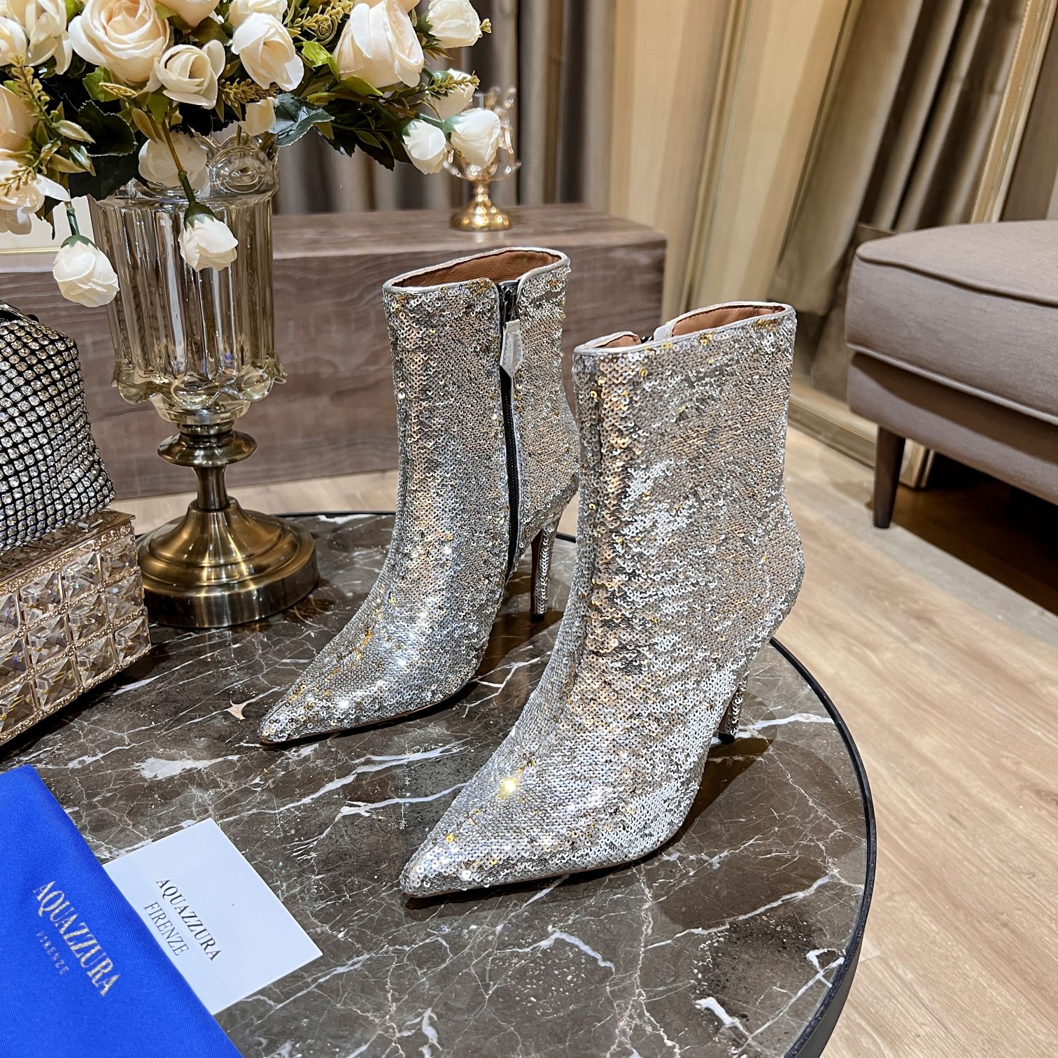 AQUAZURRA SAINT HONORE BOOTIE GRAY HOMIDB1