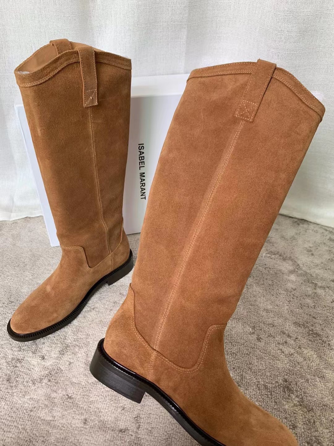 ISABEL MARANT SUEDE LEATHER BOOTS TAUPE BT0011FA
