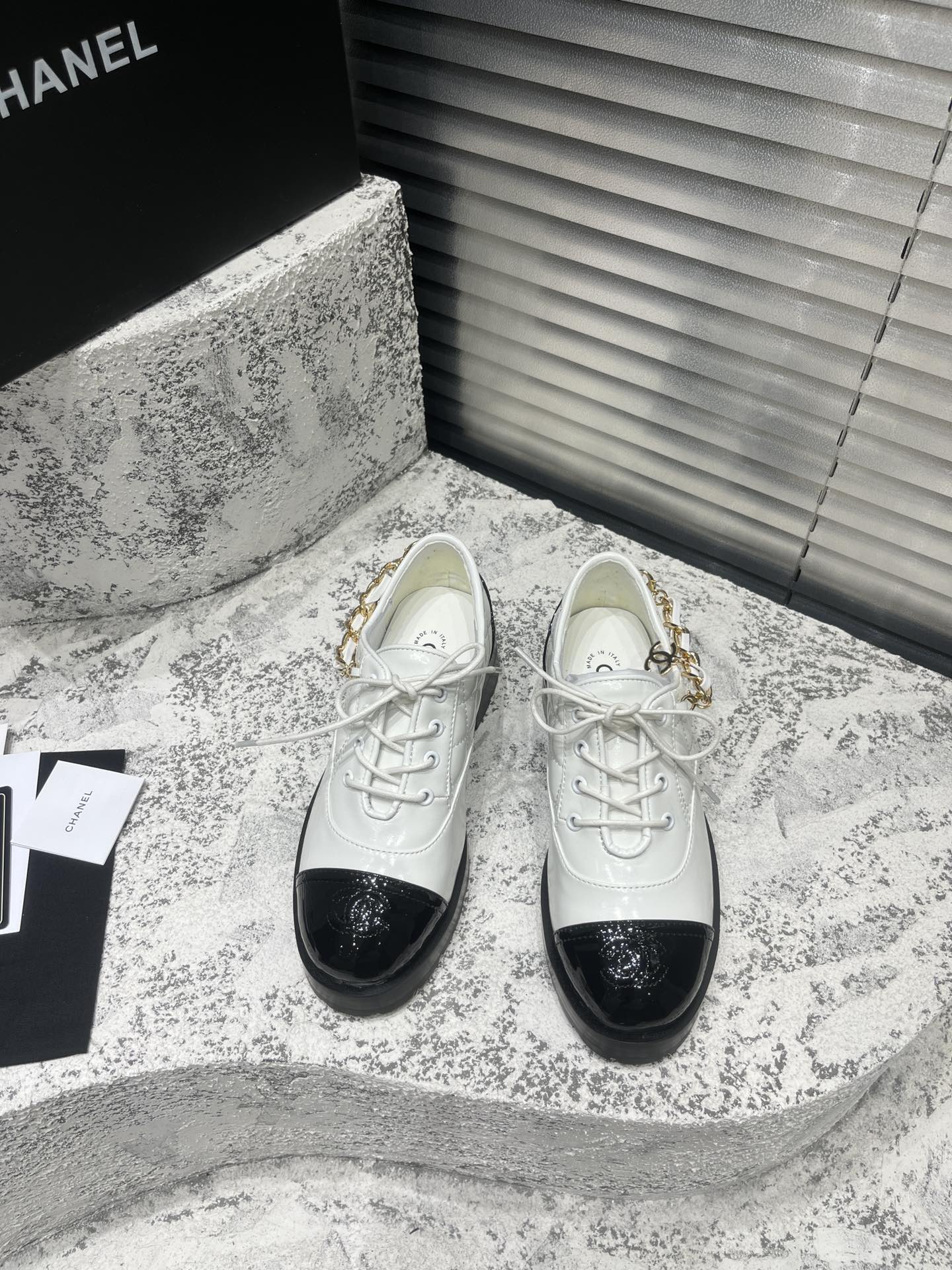 Ch*el lace-up boots white g39393