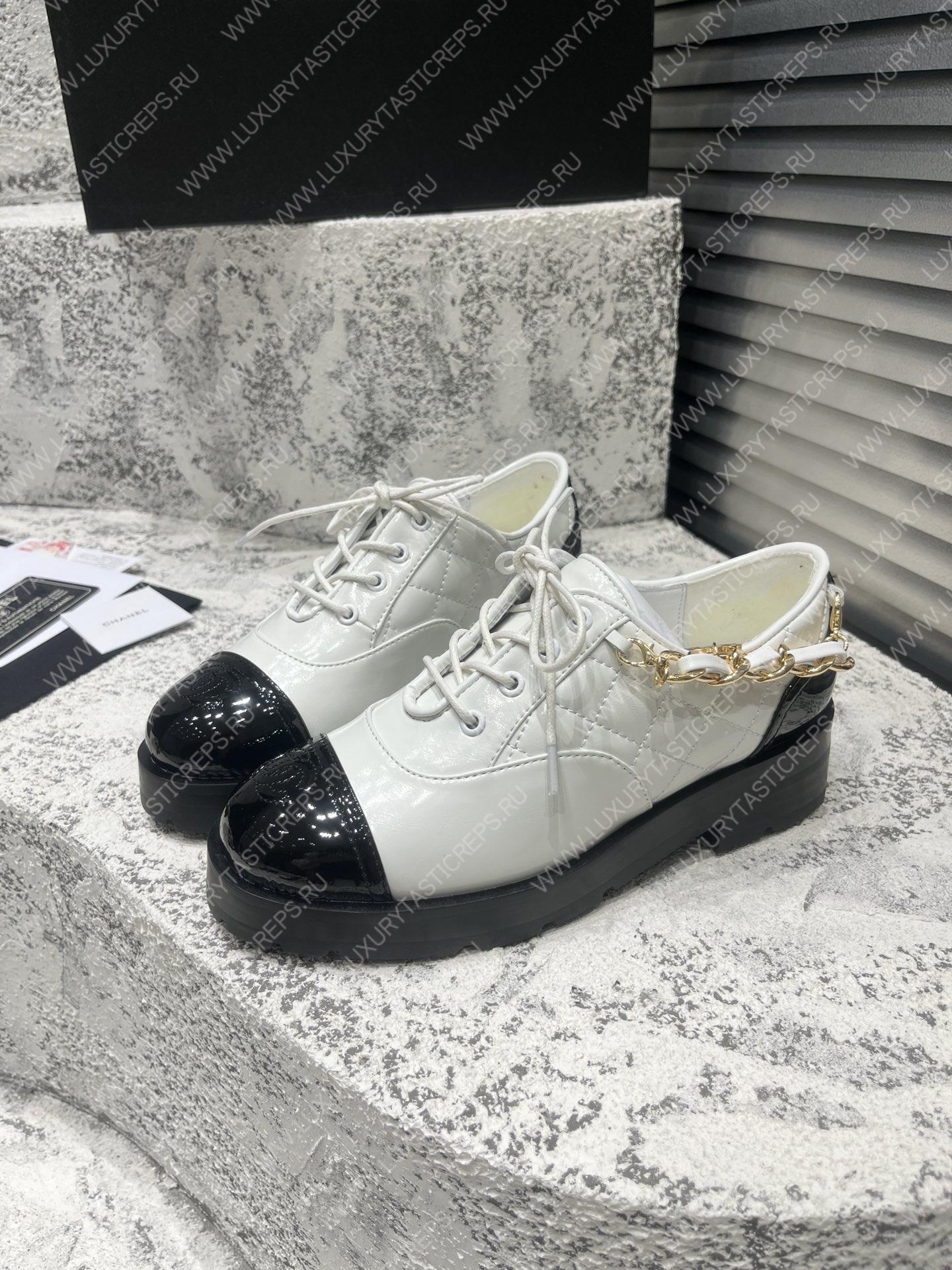 Ch*el lace-up boots white g39393