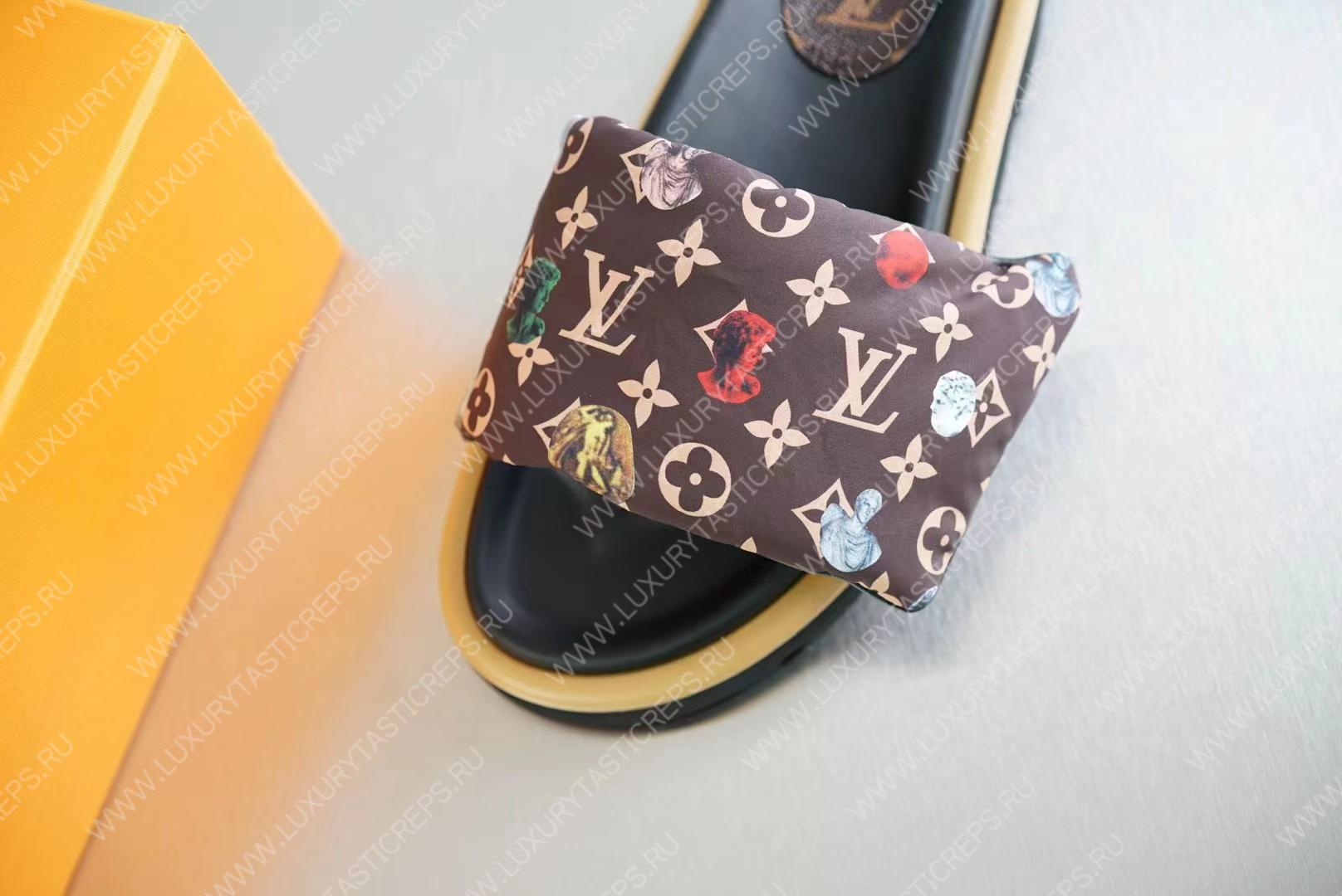 l**is V*t*n pool pillow flat comfort mule brown/multicolor 1aabkl