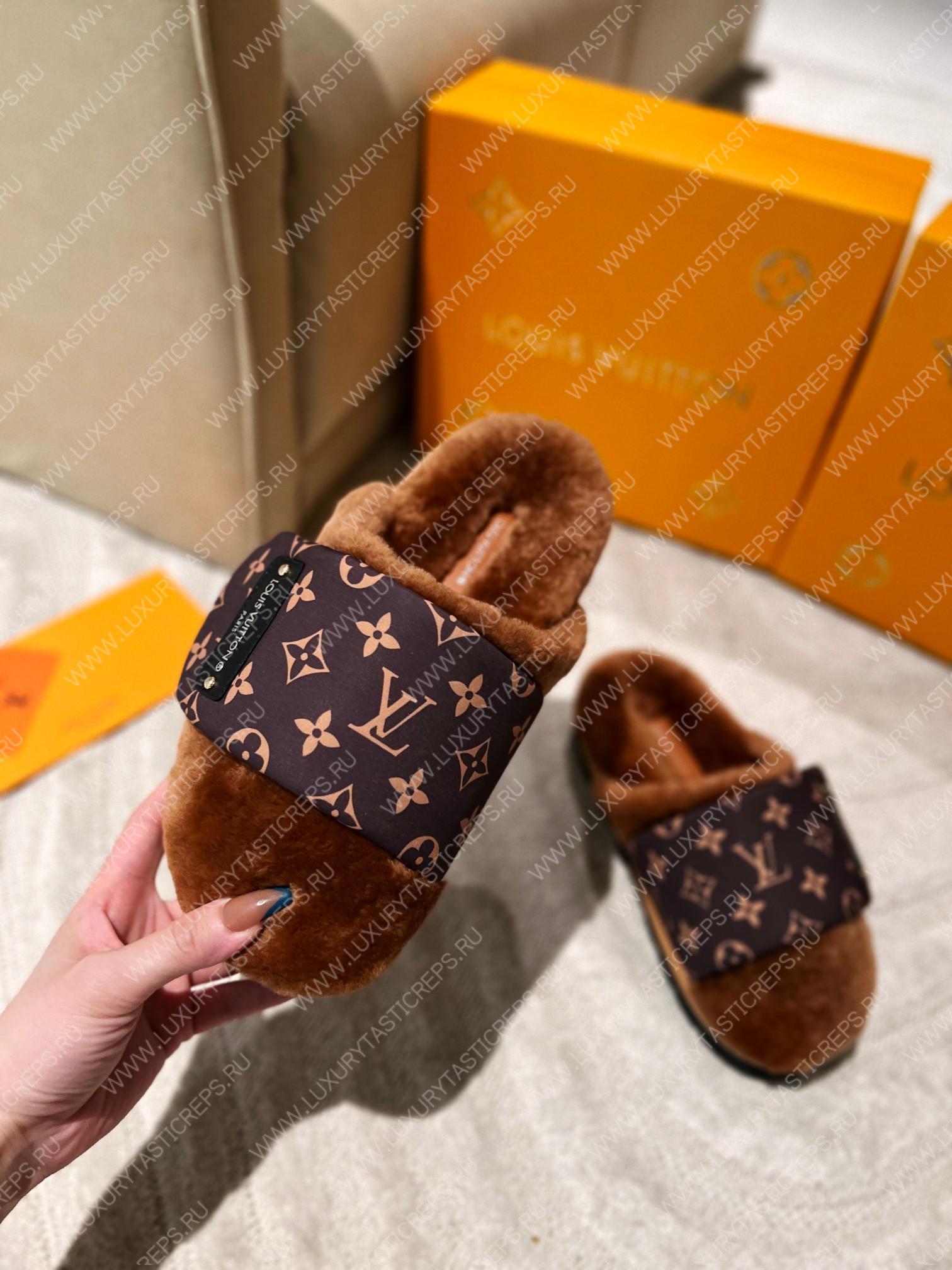 l**is V*t*n slipper pillow flat comfort mule brown 1aam3k