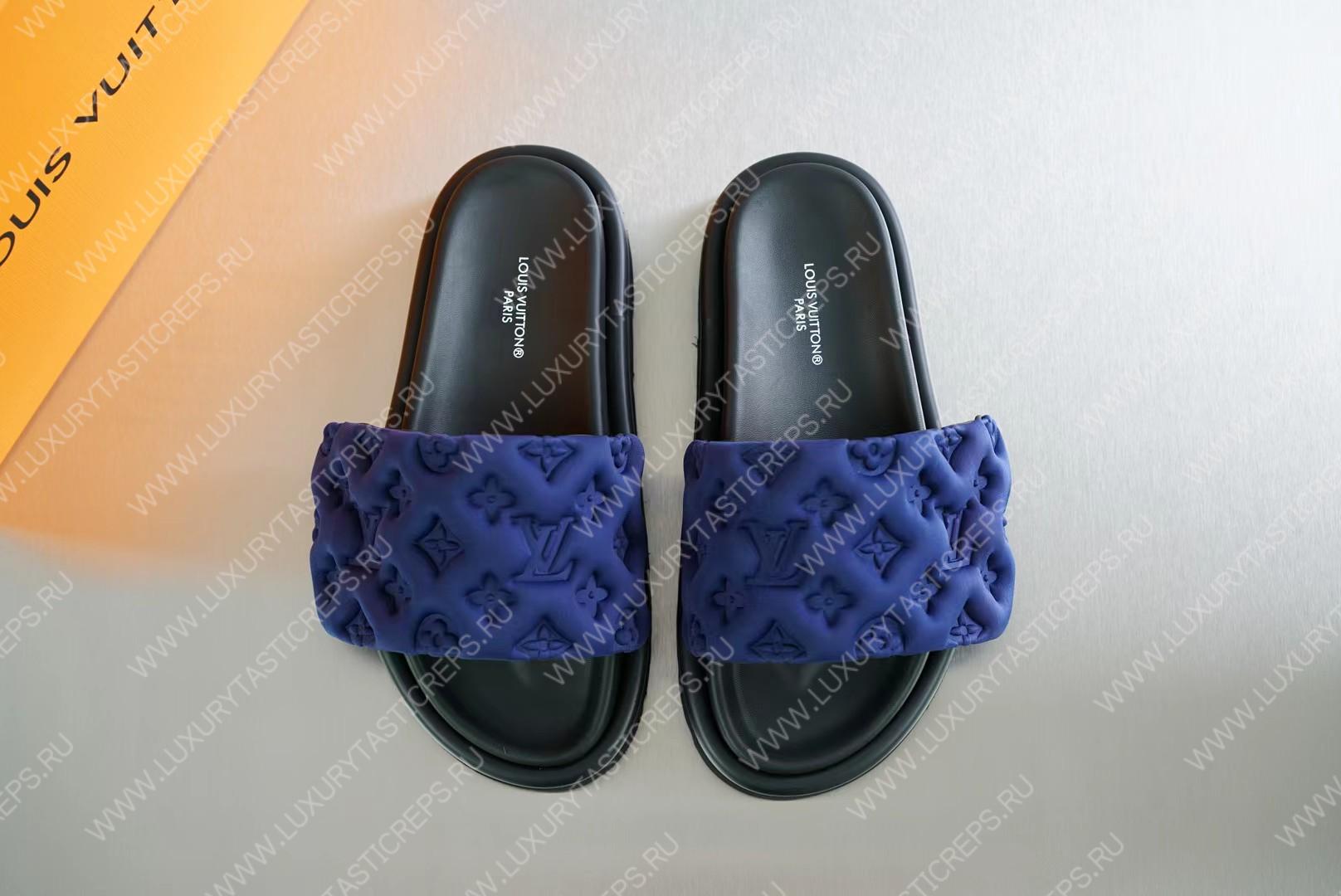 l**is V*t*n pool pillow flat comfort mule navy blue 1aabku
