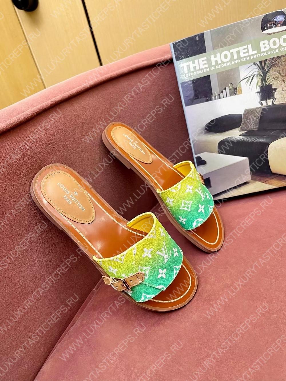 l**is V*t*n lock it flat mule green & yellow 1aa21q