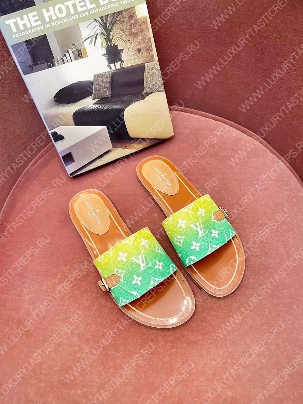 l**is V*t*n lock it flat mule green & yellow 1aa21q