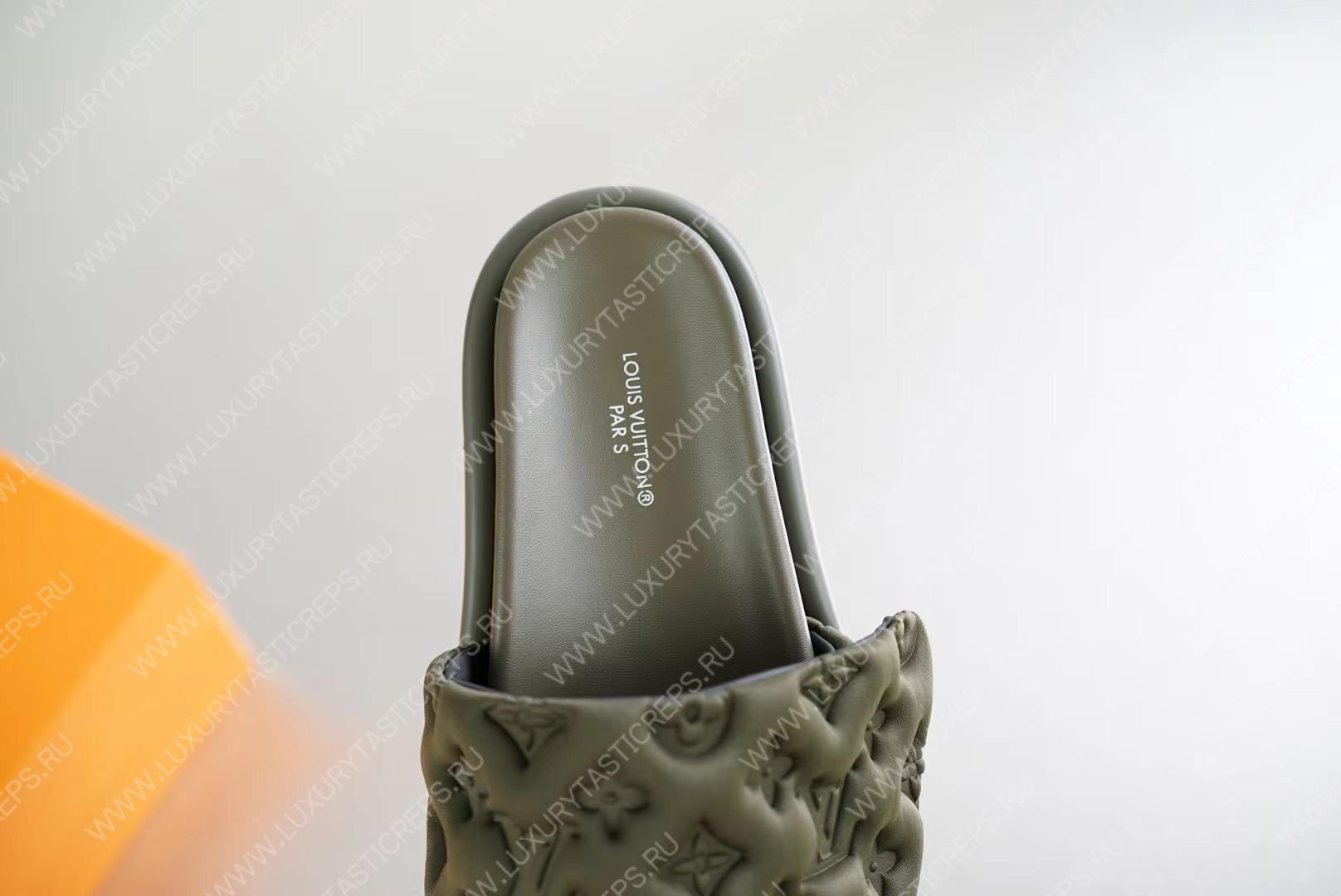 l**is V*t*n pool pillow flat comfort mule olive green 1aabku