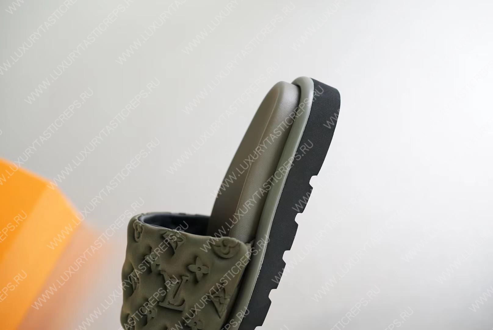 l**is V*t*n pool pillow flat comfort mule olive green 1aabku