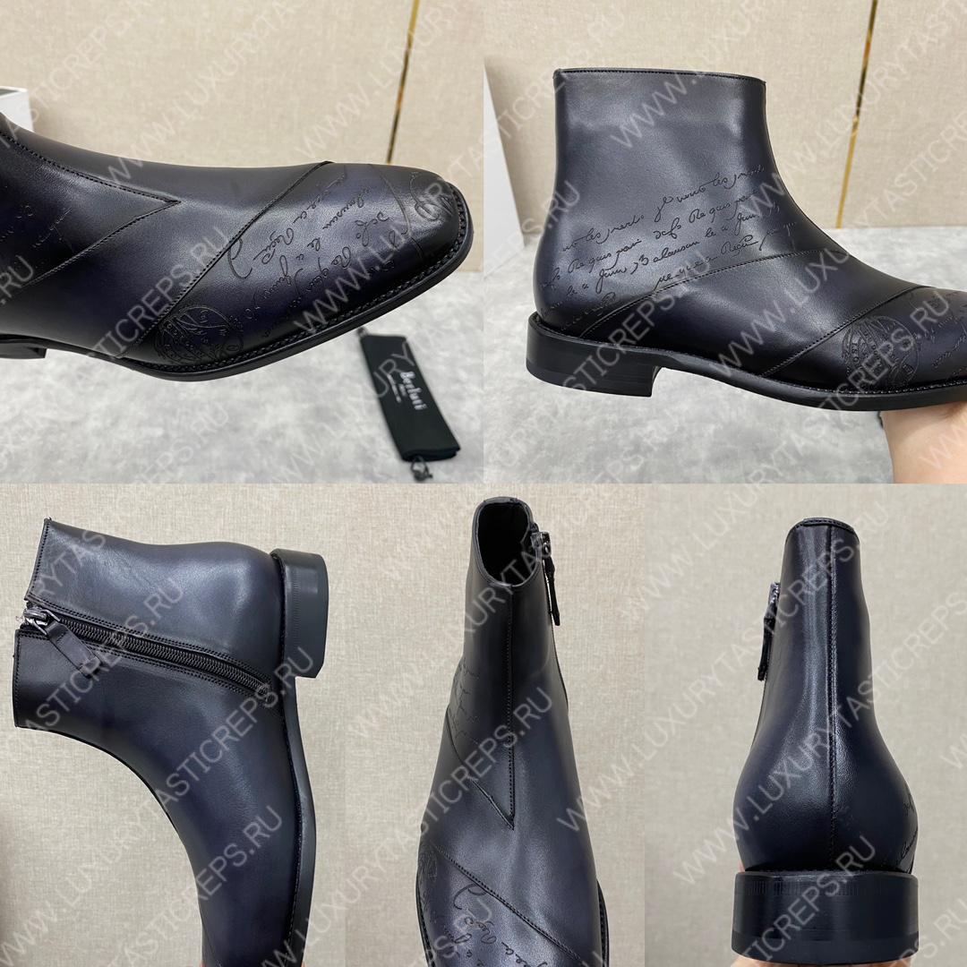 BERLUTI PATCHWORK DEMESURE BOOT NERO GRIGIO S5591