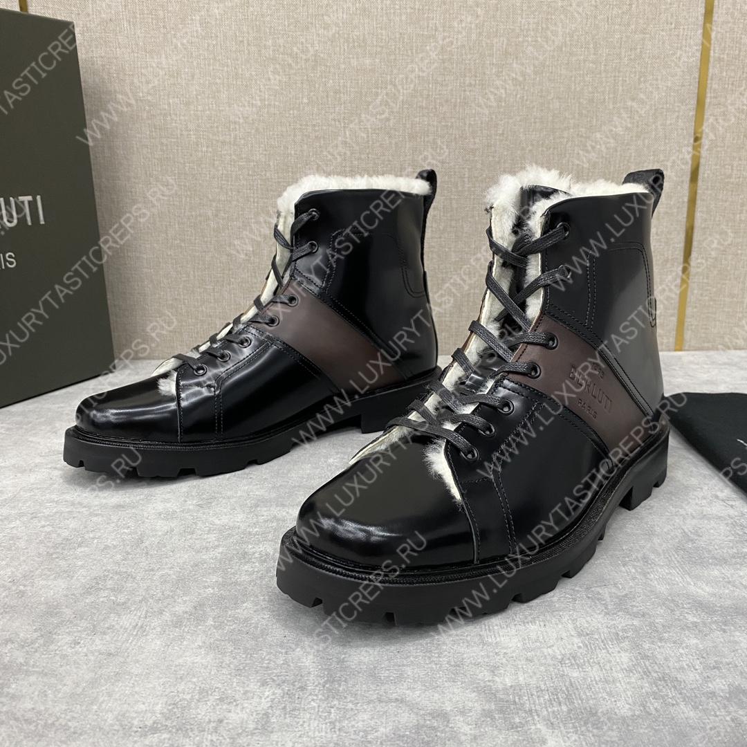 BERLUTI DEMESURE LACE-UP BOOT BLACK S5768-V1