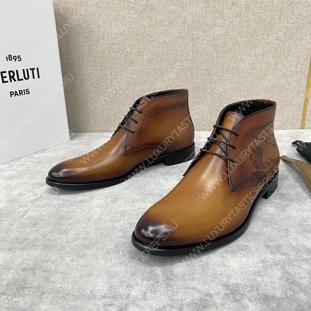 BERLUTI ALESSIO SCRITTO BOOTS INTENSE COCOA S6020-S34