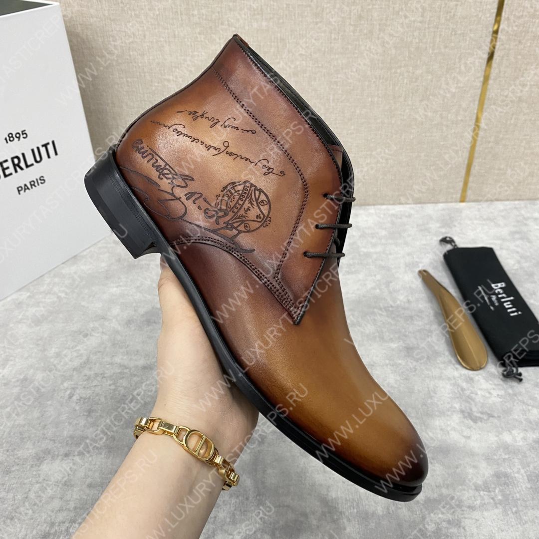 BERLUTI ALESSIO SCRITTO BOOTS INTENSE COCOA S6020-S34