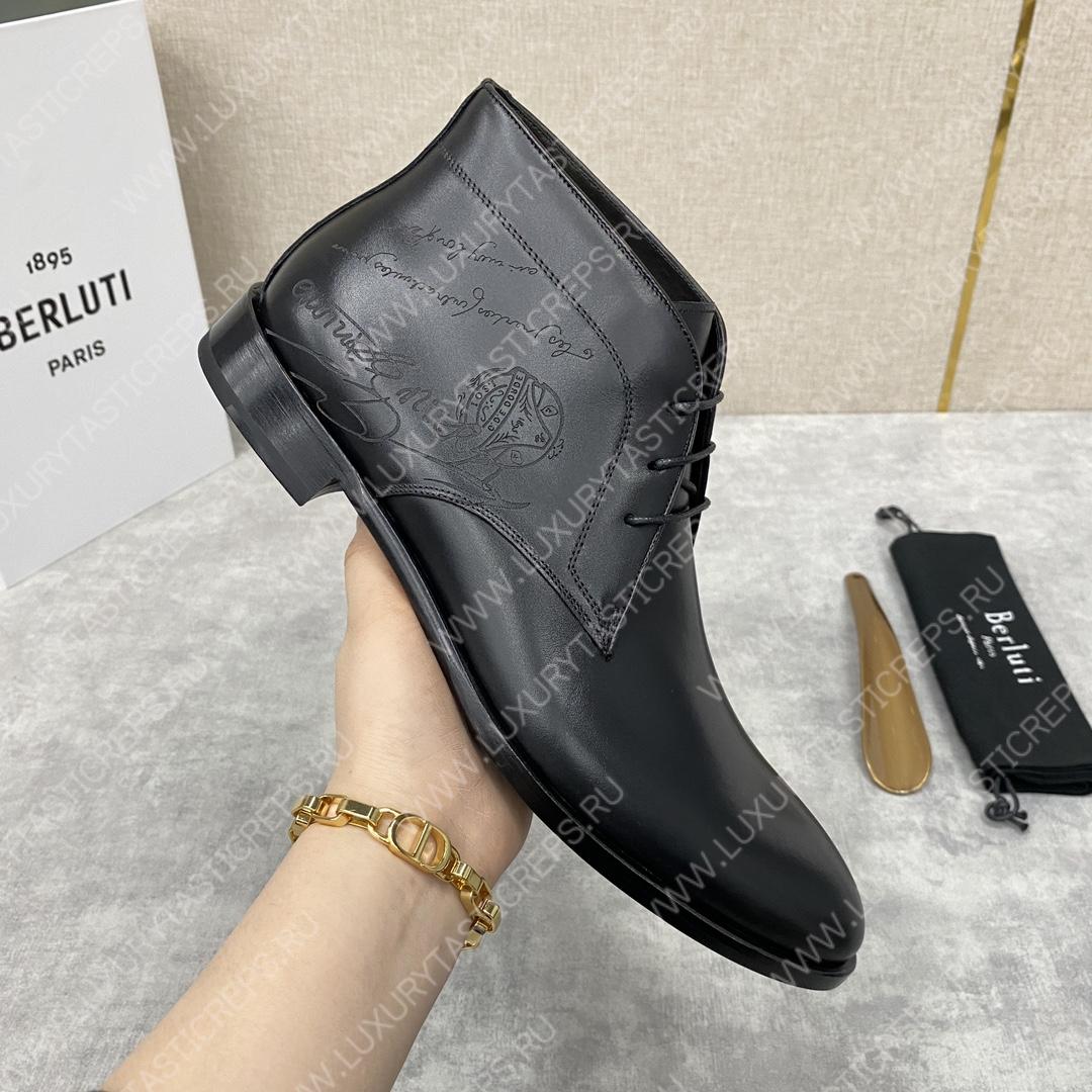 BERLUTI ALESSIO SCRITTO BOOTS BLACK S6020-S34