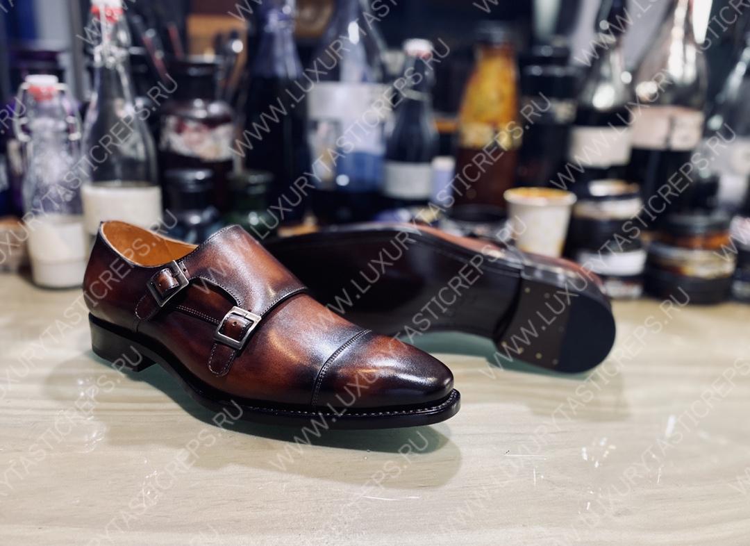 BERLUTI DOUBLE MONK STRAP BUCKLE SHOES BROWN S3309-V2