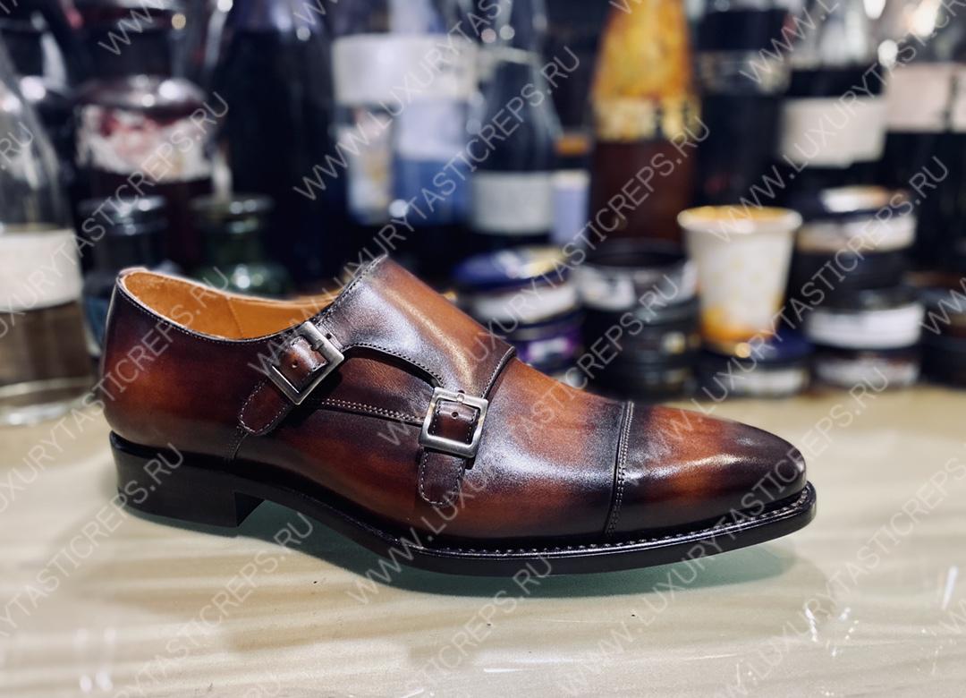 BERLUTI DOUBLE MONK STRAP BUCKLE SHOES BROWN S3309-V2