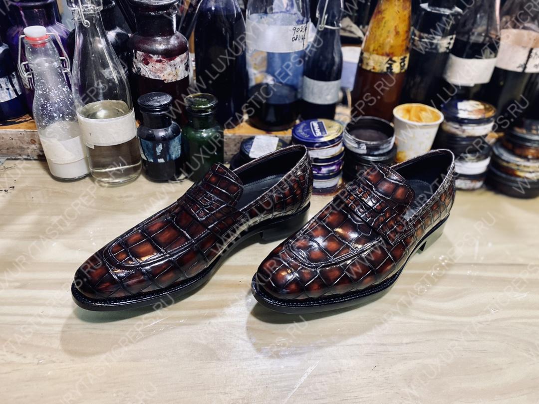 BERLUTI ALLIGATOR LEATHER LOAFER BURGUNDY S3289-E2