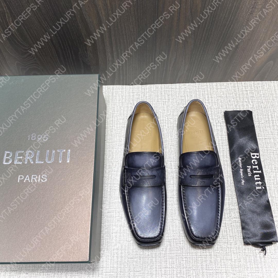 BERLUTI LORENZO DRIVE LOAFER BLACK GREY S6066-S34