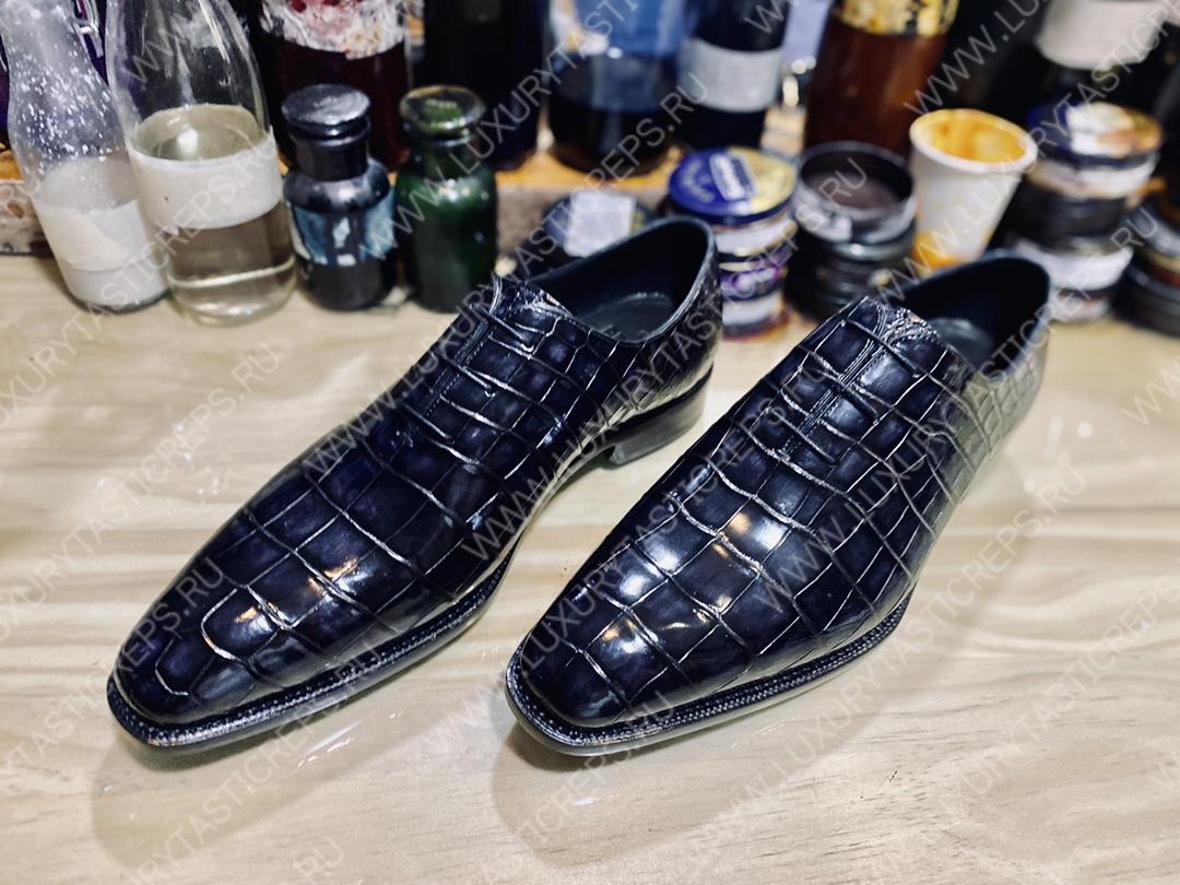 BERLUTI ALLIGATOR LEATHER OXFORD BLACK S1412-E2
