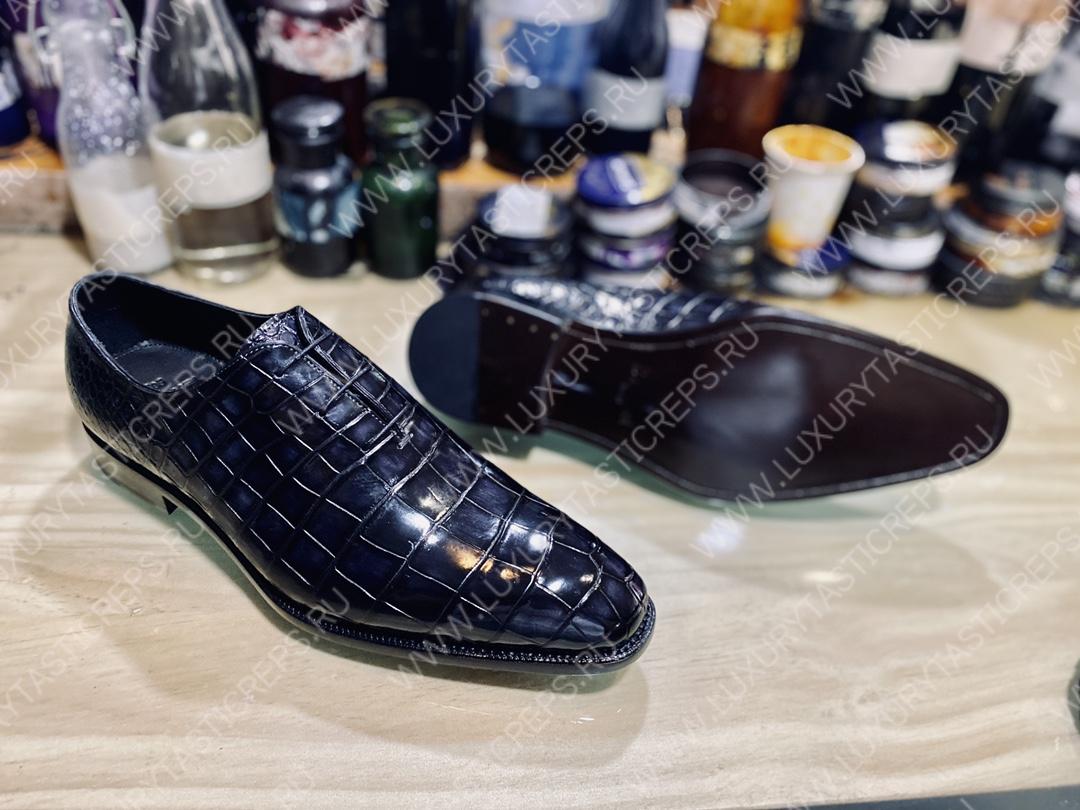 BERLUTI ALLIGATOR LEATHER OXFORD BLACK S1412-E2
