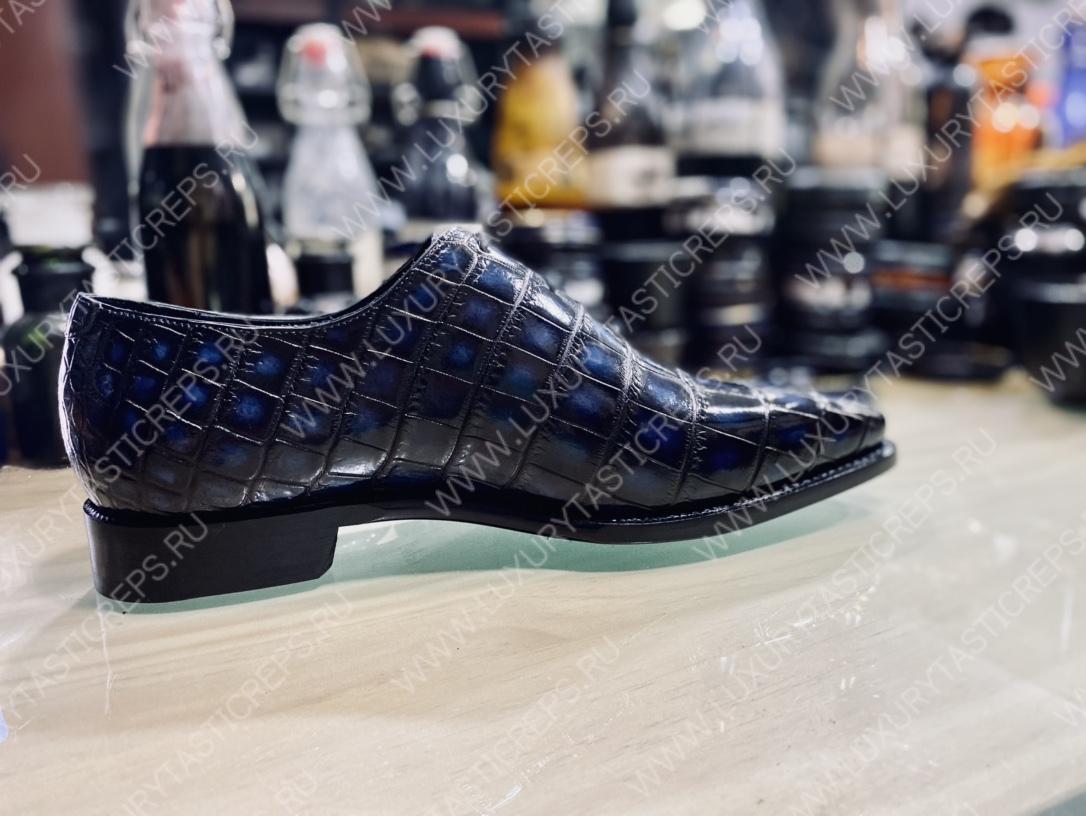 BERLUTI ALLIGATOR LEATHER OXFORD BLUE S1412-E2