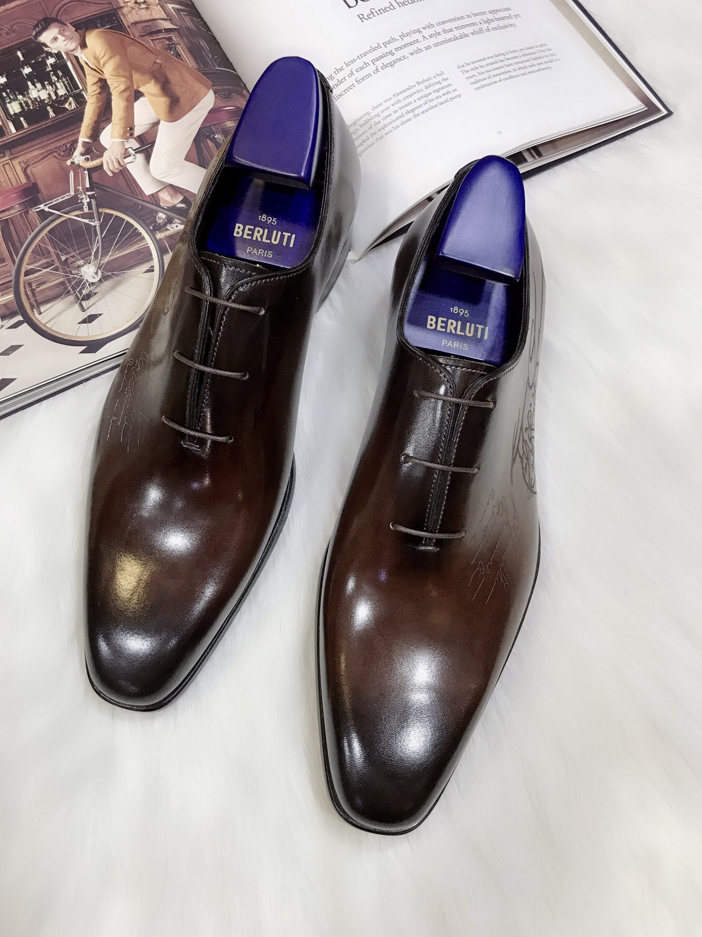 BERLUTI GALET SCRITTO OXFORD DARK BROWN S4505-V2