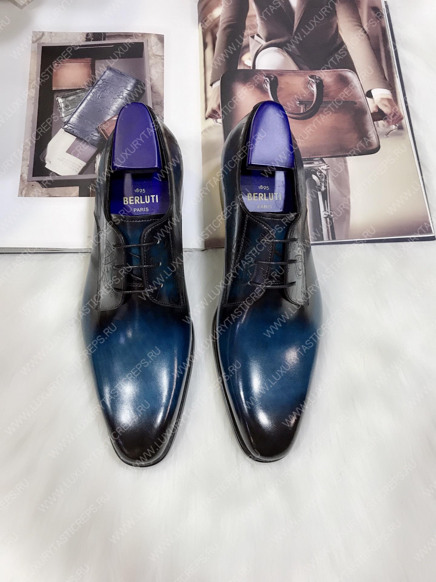 BERLUTI CLASSIC SCRITTO OXFORD BLUE AND BLACK S4505-V2