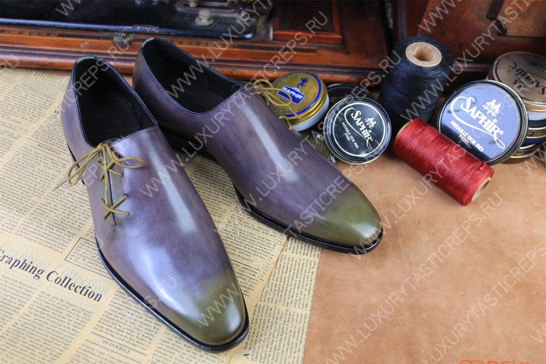 BERLUTI LEATHER OXFORDS LILAC S5898-V2