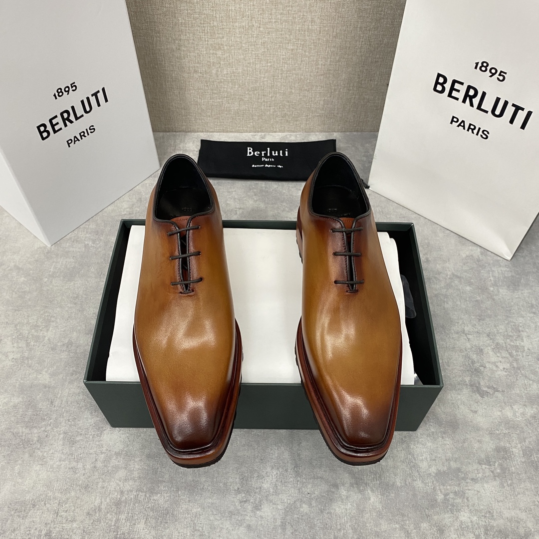 BERLUTI ALESSANDRO ALTO LEATHER OXFORD HONEY S5843