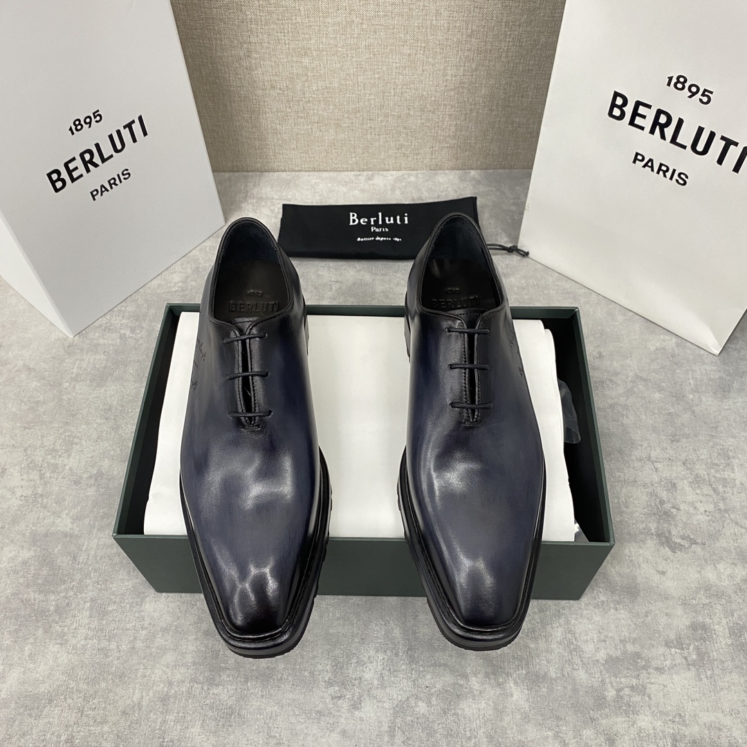 BERLUTI ALESSANDRO ALTO LEATHER OXFORD GREY S5765