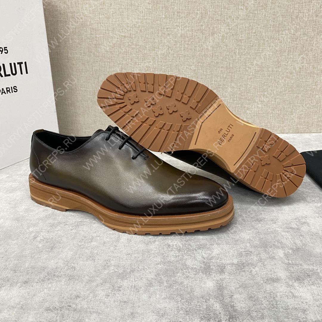 BERLUTI ALESSANDRO DEMESURE OXFORD OLIVE S5581-V1