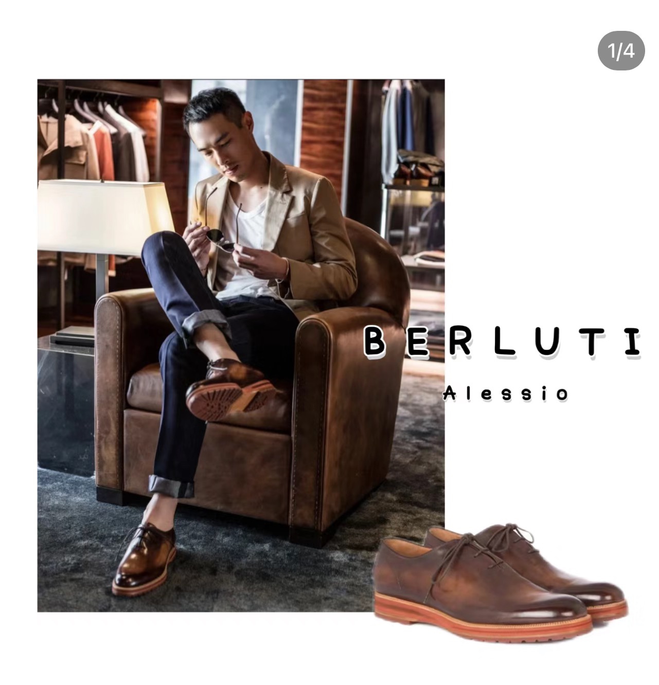 BERLUTI ALESSANDRO DEMESURE OXFORD DARK BROWN S5581-V1