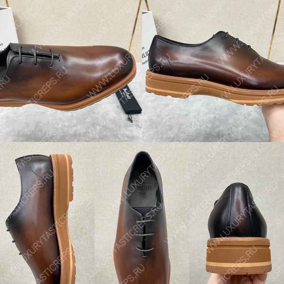 BERLUTI ALESSANDRO DEMESURE OXFORD DARK BROWN S5581-V1