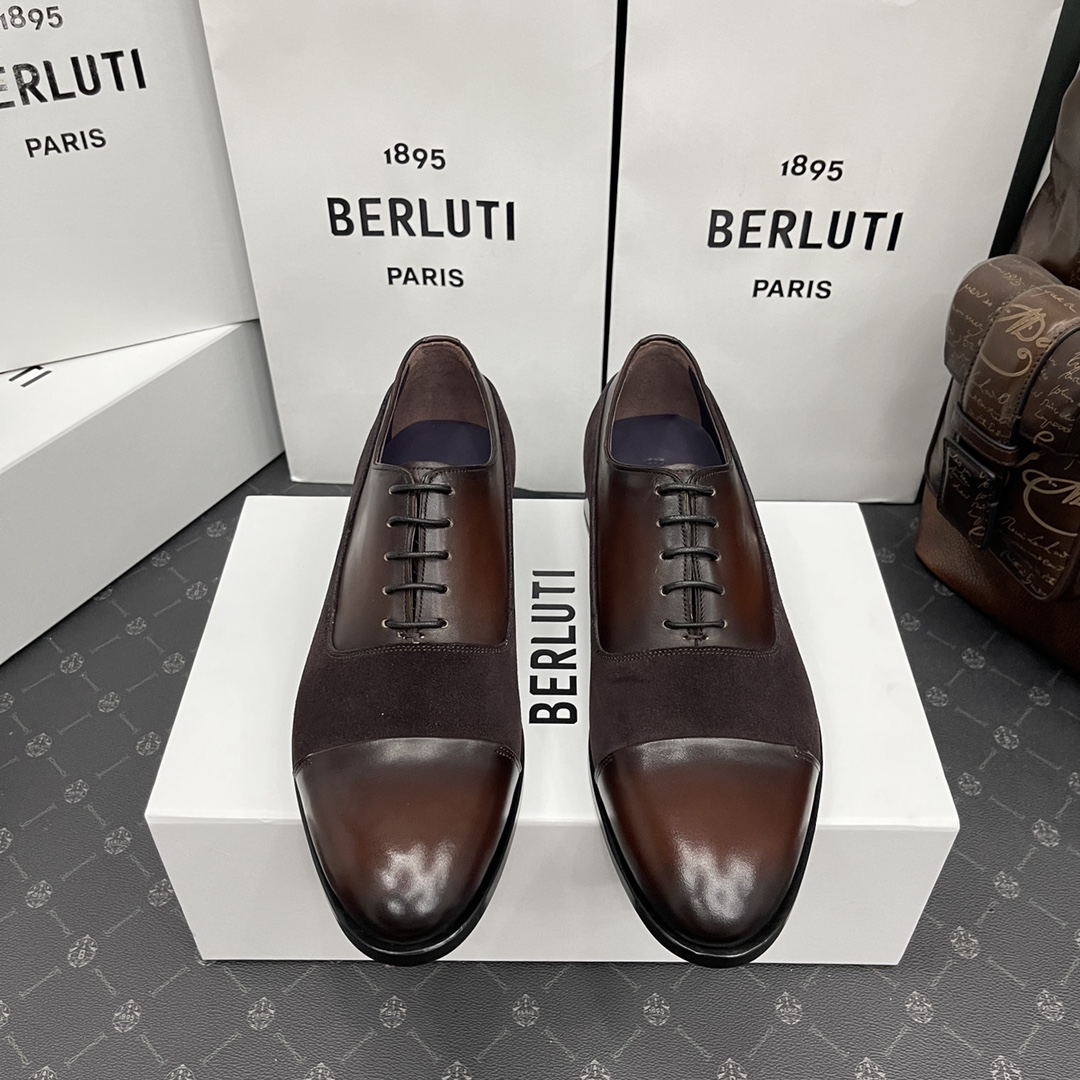 BERLUTI RICHELIEU EQUILIBRE EN CUIR BROWN S5501-V1