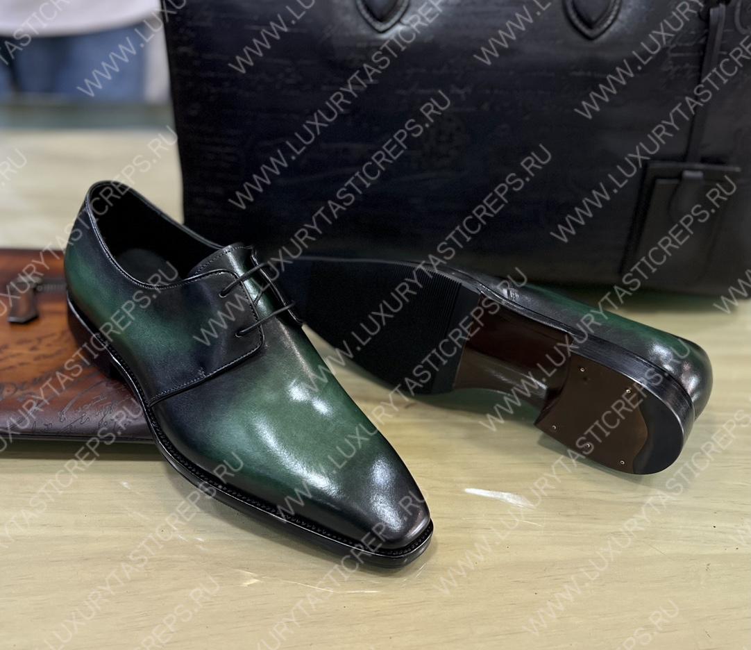 BERLUTI LEATHER DERBY OXFORD EMERALD S2912-V2