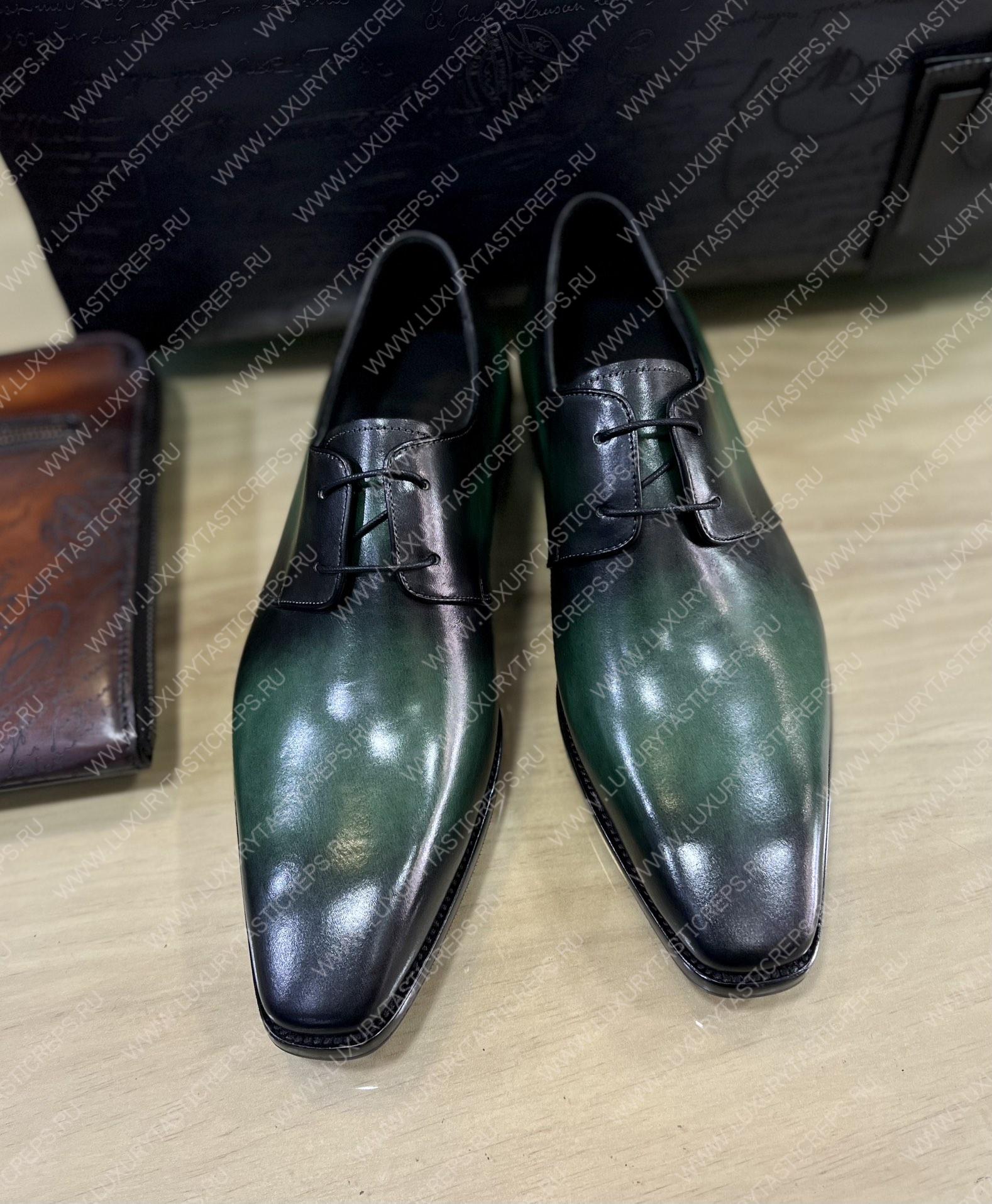 BERLUTI LEATHER DERBY OXFORD EMERALD S2912-V2