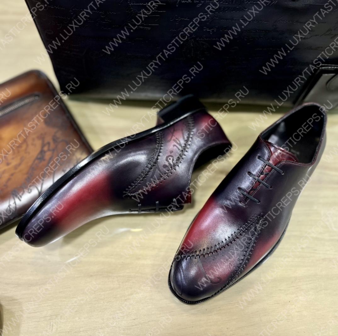BERLUTI LEATHER OXFORD BROWN S6342-V1