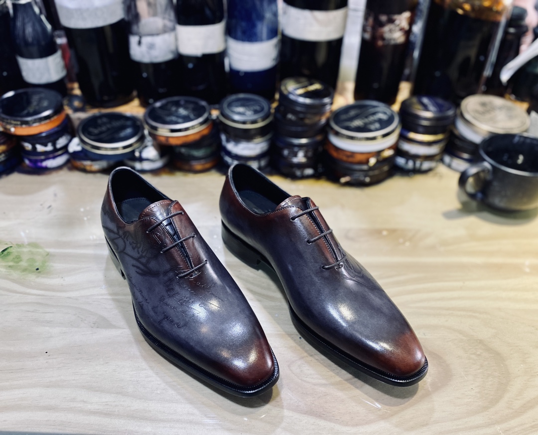 BERLUTI ALESSANDRO GALET SCRITTO OXFORD DARK BROWN S4505