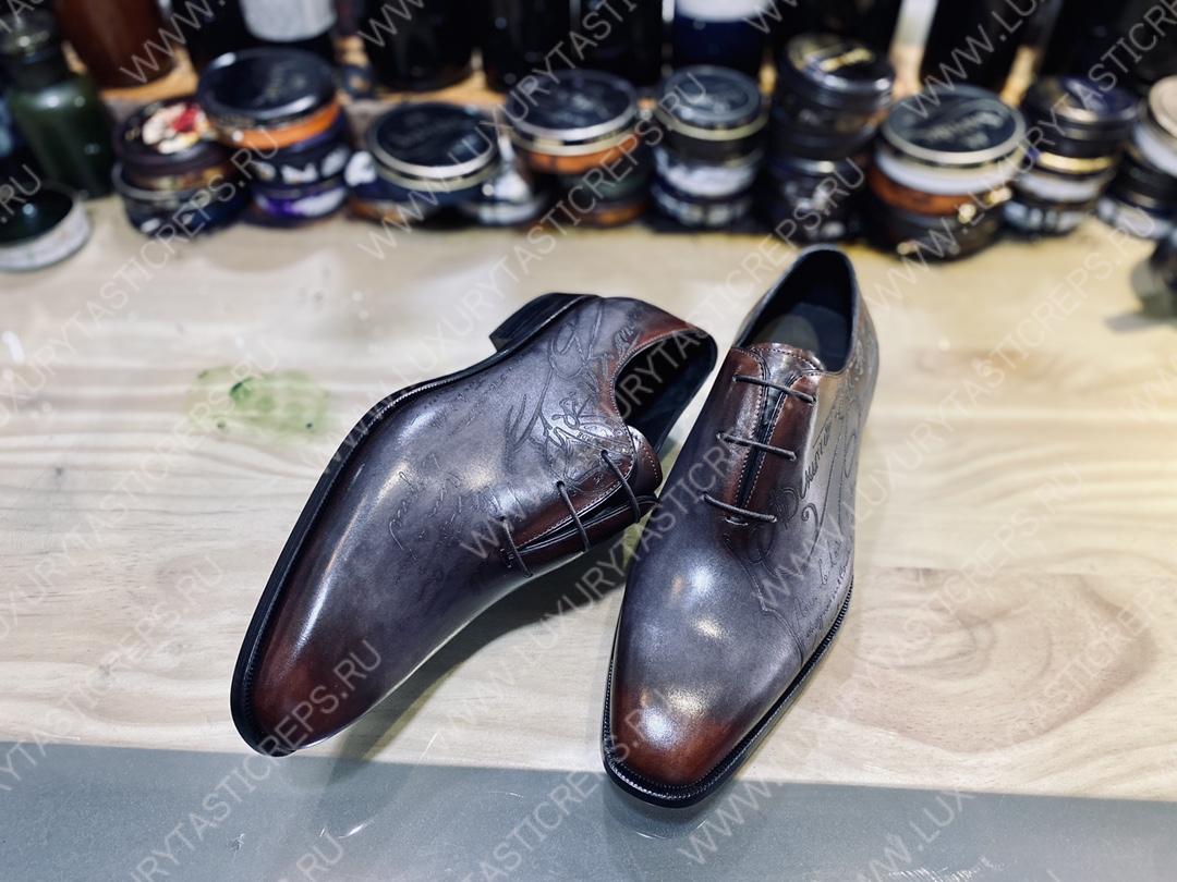 BERLUTI ALESSANDRO GALET SCRITTO OXFORD DARK BROWN S4505