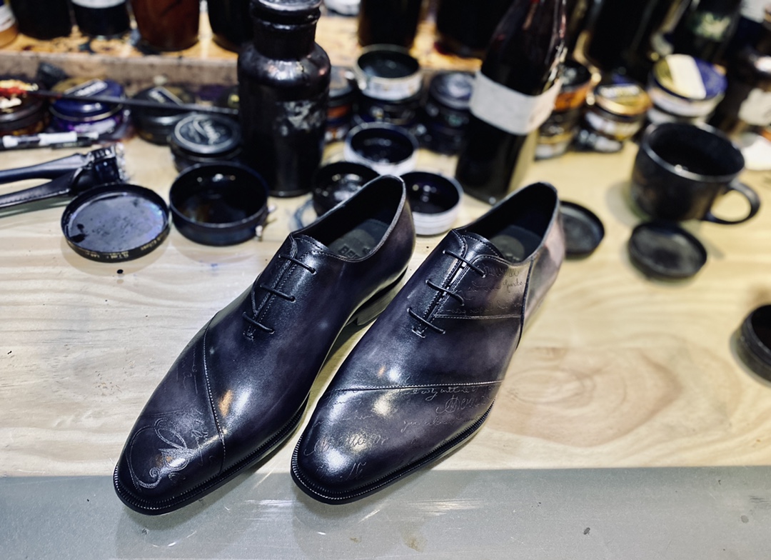 BERLUTI ALESSANDRO GALET SCRITTO OXFORD BLACK S4505