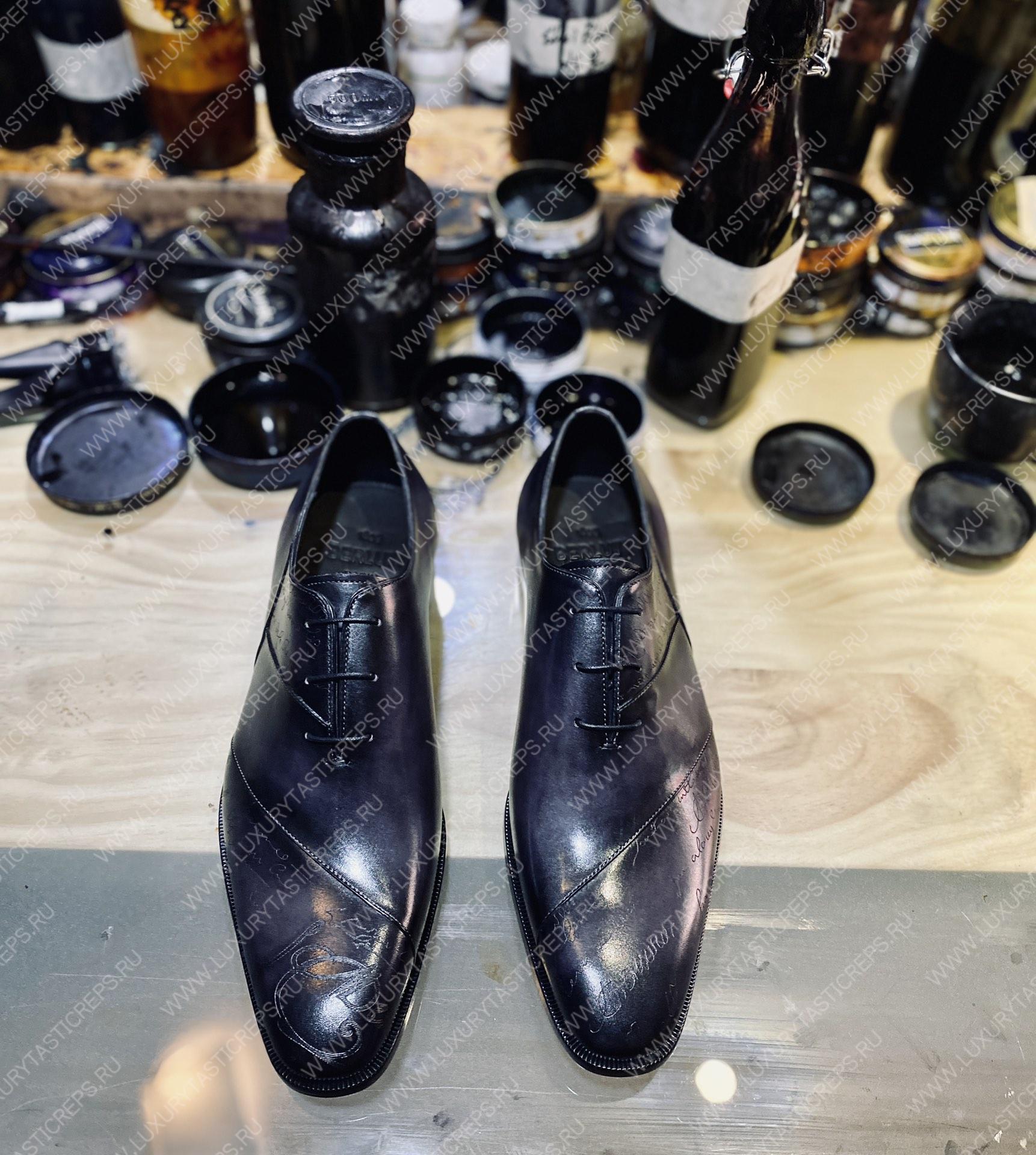 BERLUTI ALESSANDRO GALET SCRITTO OXFORD BLACK S4505