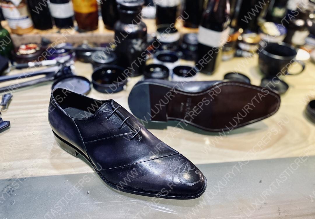 BERLUTI ALESSANDRO GALET SCRITTO OXFORD BLACK S4505