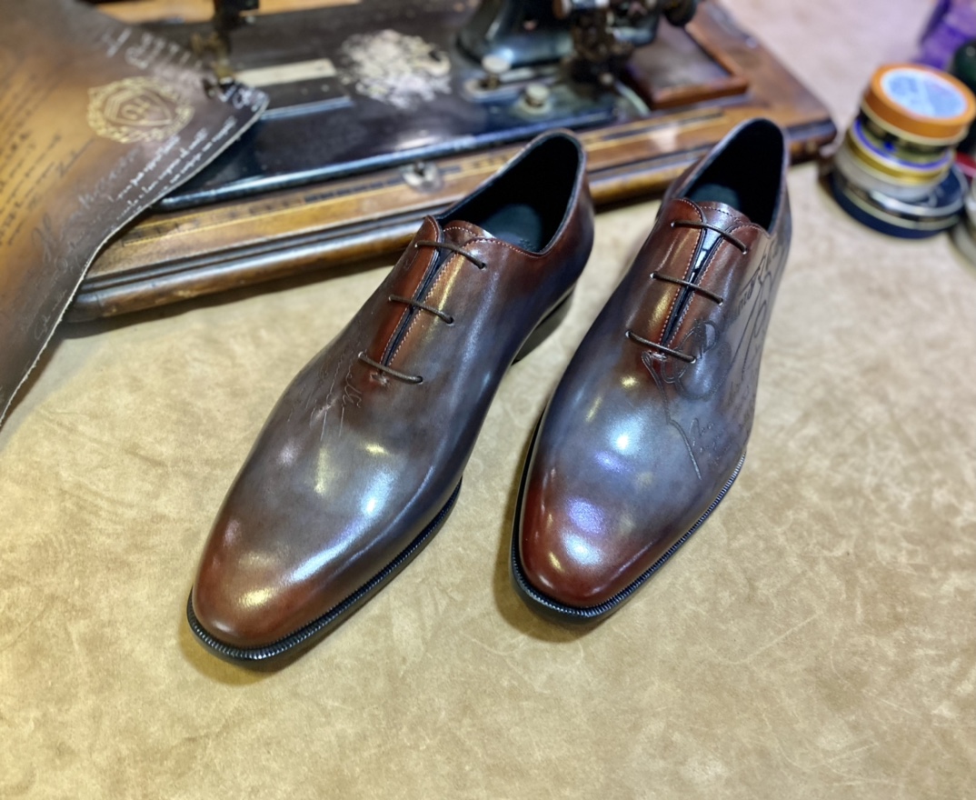 BERLUTI ALESSANDRO GALET SCRITTO OXFORD BROWN S4505-V2