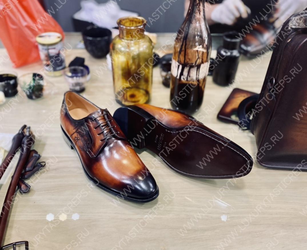 BERLUTI GALET SCRITTO OXFORD BROWN S4589-V2