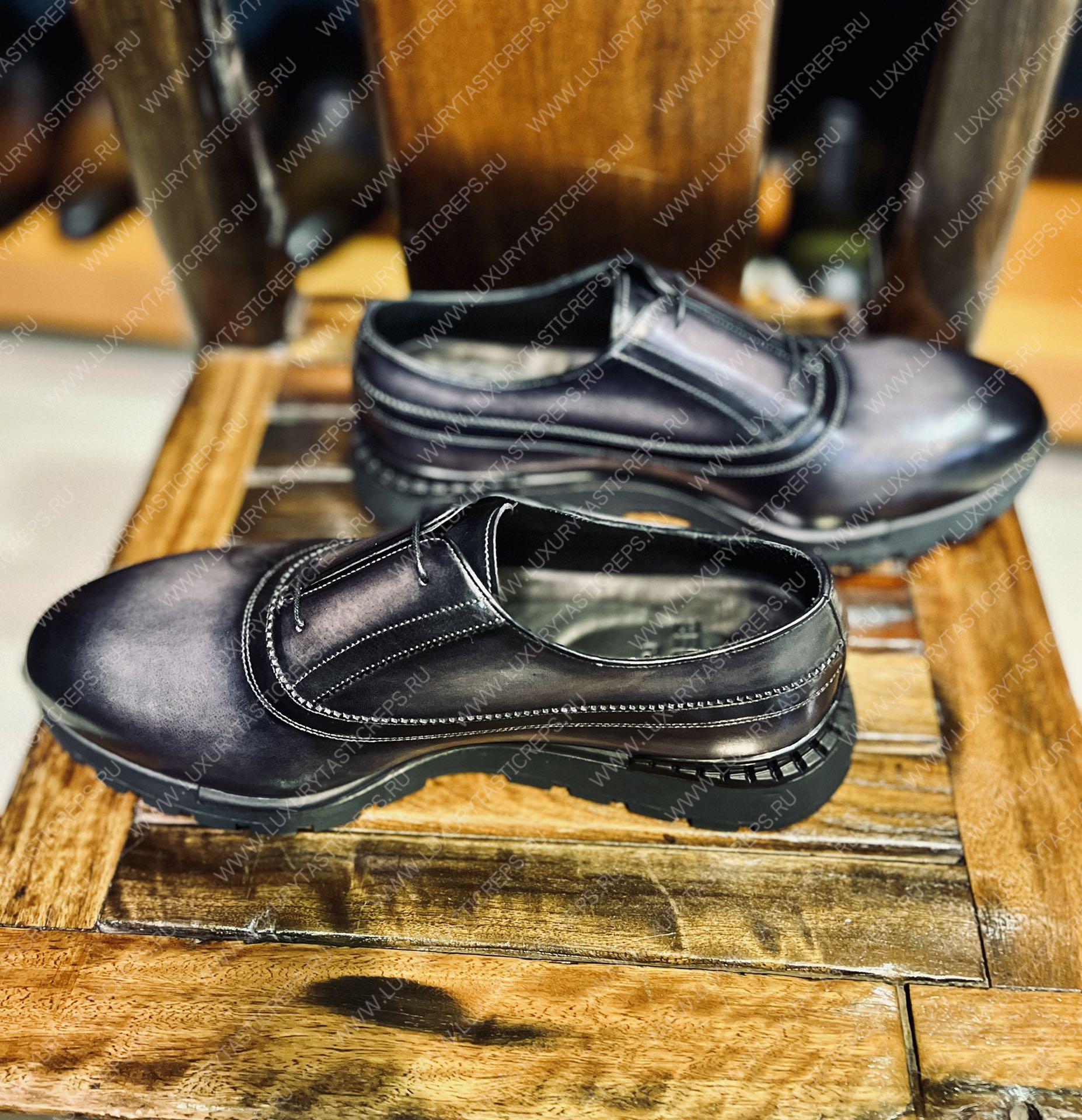 BERLUTI ALESANDRO DEMESURE NEO SCRITTO OXFORD NERO GRIGIO S5863
